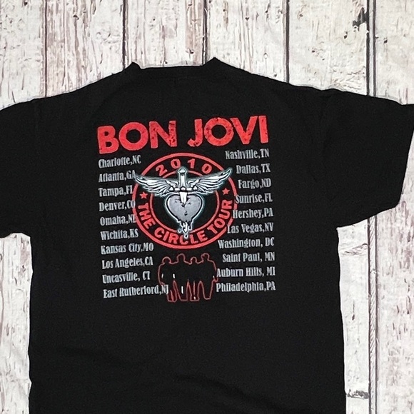 Bon Jovi The Circle Tour 2010 Music Rock n' Roll Concert Crewneck Tshirt - Picture 5 of 5